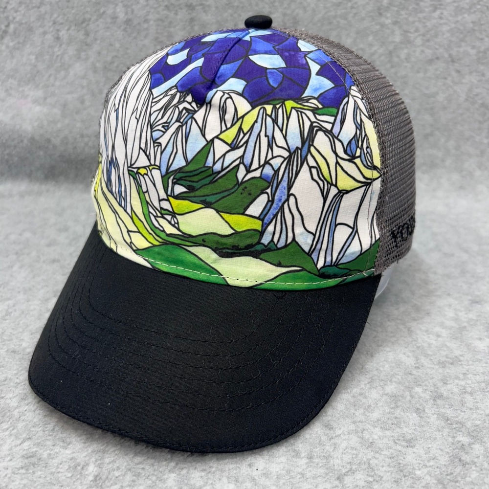 Yosemite Stained Glass Mountain Unisex Black Headsweats Trucker Hat OSFM